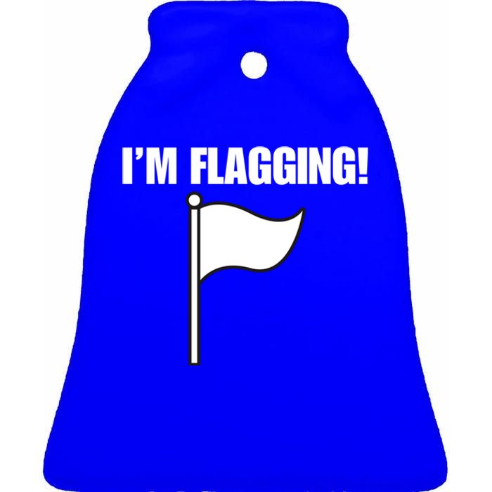 IM Flagging Funny Surrender White Flag Ceramic Bell Ornament