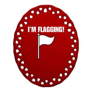 IM Flagging Funny Surrender White Flag Ceramic Oval Ornament