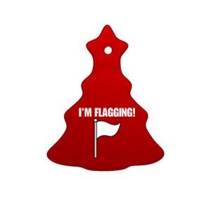 IM Flagging Funny Surrender White Flag Ceramic Tree Ornament