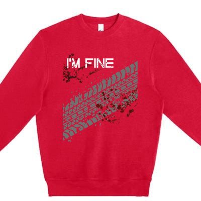 IM Fine Funny Tire Track Premium Crewneck Sweatshirt