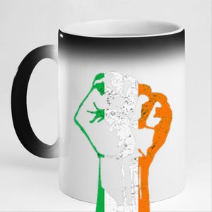 IRISH FLAG FIST RAISED IRELAND SAINT PATRICK'S DAY 11oz Black Color Changing Mug