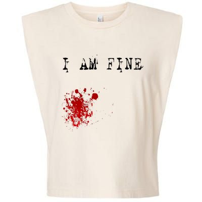 I'm Fine Fake Blood Stain Tee Gift Dad Joke Garment-Dyed Women's Muscle Tee