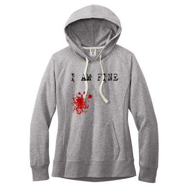 I'm Fine Fake Blood Stain Tee Gift Dad Joke Women's Fleece Hoodie