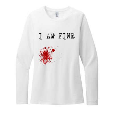 I'm Fine Fake Blood Stain Tee Gift Dad Joke Womens CVC Long Sleeve Shirt