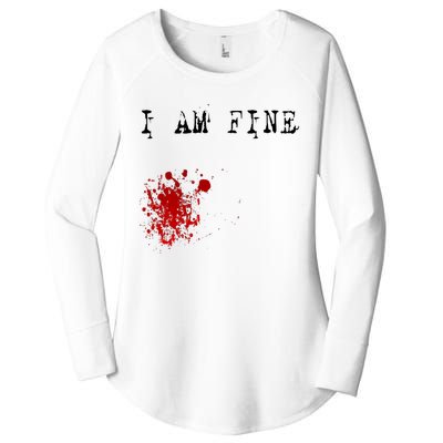 I'm Fine Fake Blood Stain Tee Gift Dad Joke Women's Perfect Tri Tunic Long Sleeve Shirt