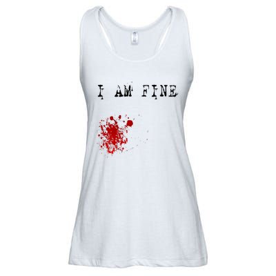 I'm Fine Fake Blood Stain Tee Gift Dad Joke Ladies Essential Flowy Tank