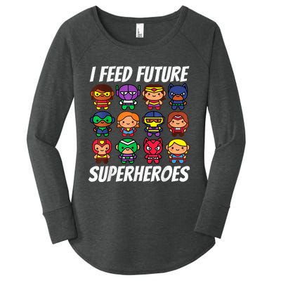 I Feed Future Superheroes School Lunch Lady Squad Women's Perfect Tri Tunic Long Sleeve Shirt