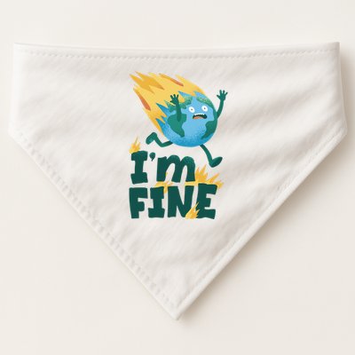 I'm Fine Funny Earth Day Climate Change USA-Made Doggie Bandana