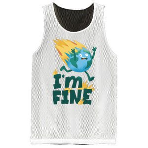 I'm Fine Funny Earth Day Climate Change Mesh Reversible Basketball Jersey Tank