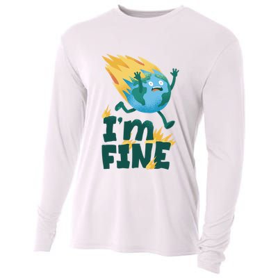 I'm Fine Funny Earth Day Climate Change Cooling Performance Long Sleeve Crew