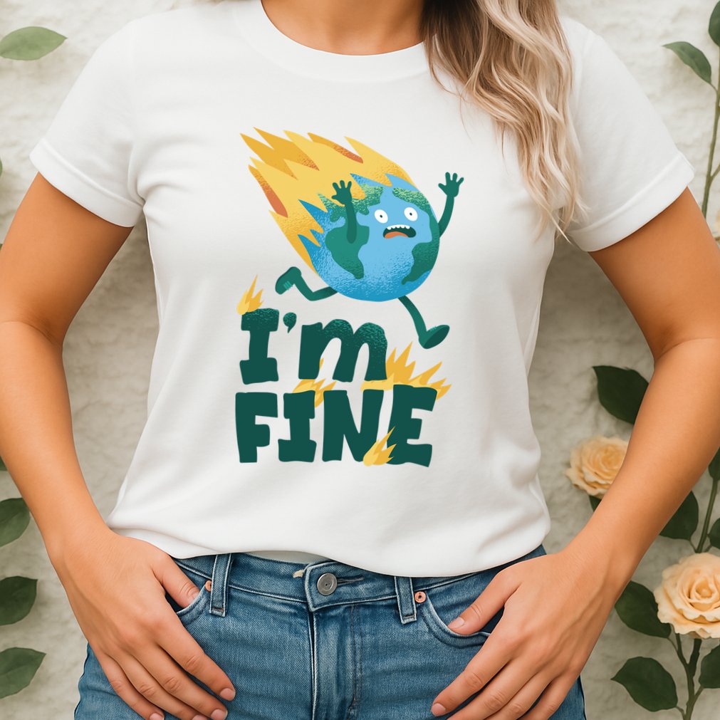 I'm Fine Funny Earth Day Climate Change Womens T-Shirt