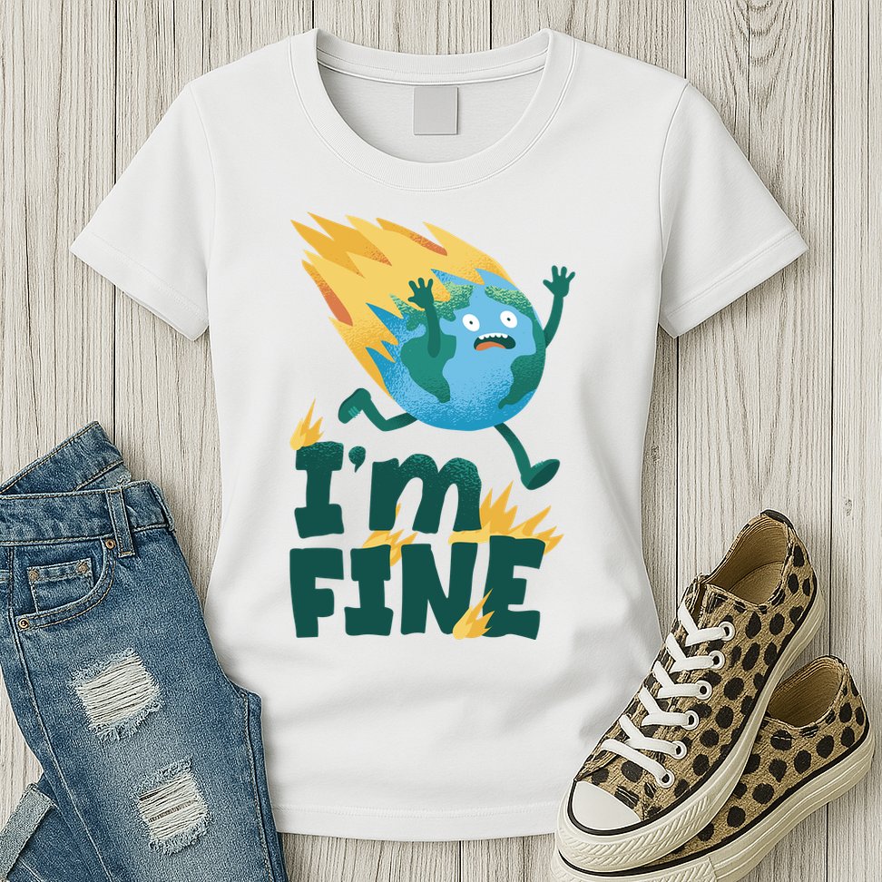 I'm Fine Funny Earth Day Climate Change Womens T-Shirt