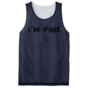 IM Fine Funny Art Hand Sign Under Water IM Ok Funny Meme Mesh Reversible Basketball Jersey Tank