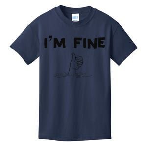 IM Fine Funny Art Hand Sign Under Water IM Ok Funny Meme Kids T-Shirt