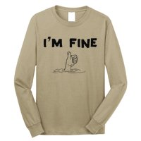 IM Fine Funny Art Hand Sign Under Water IM Ok Funny Meme Long Sleeve Shirt