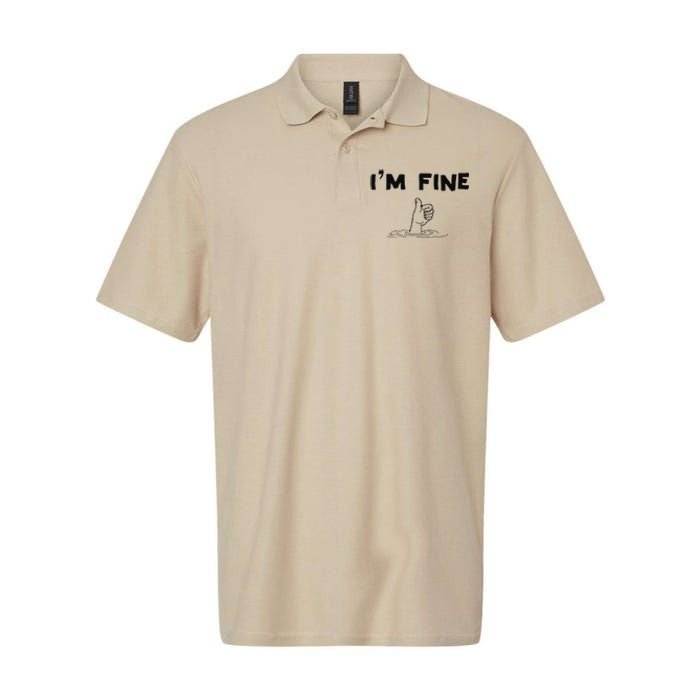 IM Fine Funny Art Hand Sign Under Water IM Ok Funny Meme Softstyle Adult Sport Polo