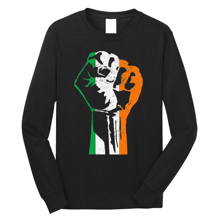 IRISH FLAG FIST RAISED IRELAND SAINT PATRICK'S DAY Long Sleeve Shirt