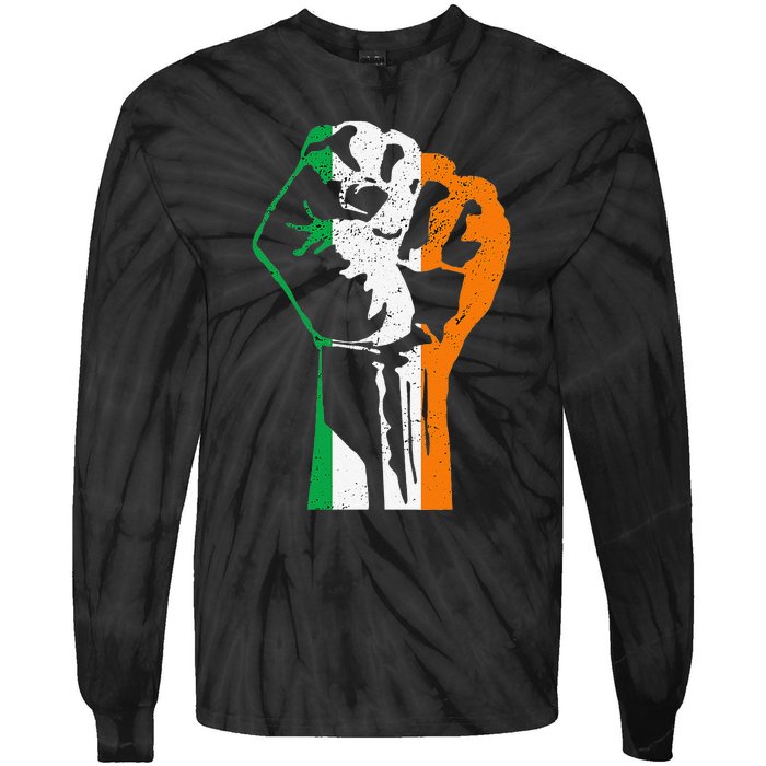 IRISH FLAG FIST RAISED IRELAND SAINT PATRICK'S DAY Tie-Dye Long Sleeve Shirt