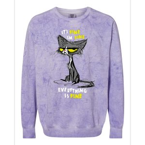 Im Fine Funny Sarcastic Cat Colorblast Crewneck Sweatshirt