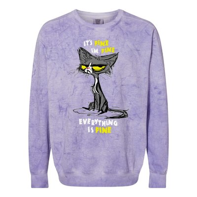 Im Fine Funny Sarcastic Cat Colorblast Crewneck Sweatshirt