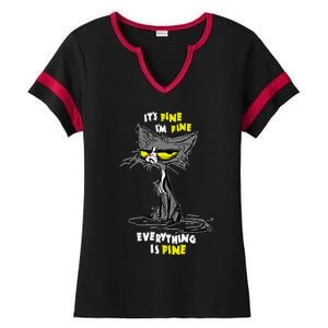 Im Fine Funny Sarcastic Cat Ladies Halftime Notch Neck Tee