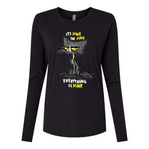 Im Fine Funny Sarcastic Cat Womens Cotton Relaxed Long Sleeve T-Shirt