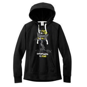 Im Fine Funny Sarcastic Cat Women's Fleece Hoodie