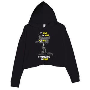 Im Fine Funny Sarcastic Cat Crop Fleece Hoodie