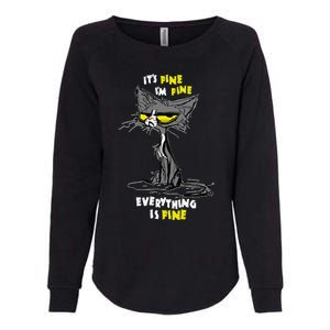 Im Fine Funny Sarcastic Cat Womens California Wash Sweatshirt