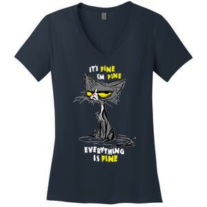 Im Fine Funny Sarcastic Cat Women's V-Neck T-Shirt