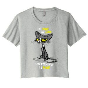 Im Fine Funny Sarcastic Cat Women's Crop Top Tee