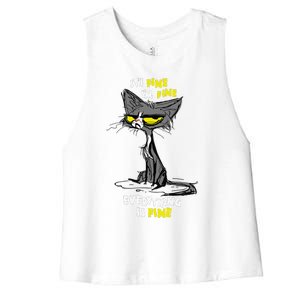 Im Fine Funny Sarcastic Cat Women's Racerback Cropped Tank