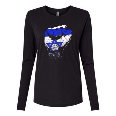 Israel Flag Fist Jerusalem Hebrew True Jew Israelite Womens Cotton Relaxed Long Sleeve T-Shirt