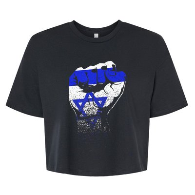 Israel Flag Fist Jerusalem Hebrew True Jew Israelite Bella+Canvas Jersey Crop Tee