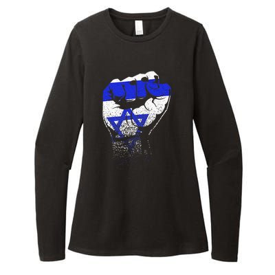 Israel Flag Fist Jerusalem Hebrew True Jew Israelite Womens CVC Long Sleeve Shirt