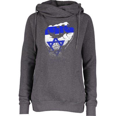 Israel Flag Fist Jerusalem Hebrew True Jew Israelite Womens Funnel Neck Pullover Hood