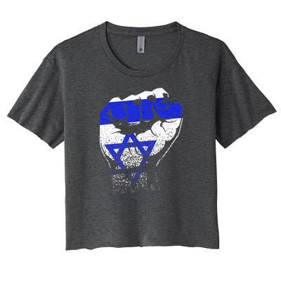 Israel Flag Fist Jerusalem Hebrew True Jew Israelite Women's Crop Top Tee