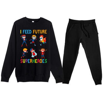 I Feed Future Superheroes School Lunch Lady Squad Funny Premium Crewneck Sweatsuit Set