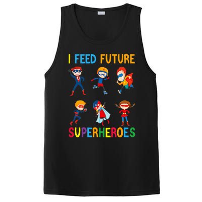 I Feed Future Superheroes School Lunch Lady Squad Funny PosiCharge Competitor Tank