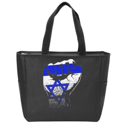 Israel Flag Fist Jerusalem Hebrew True Jew Israelite Zip Tote Bag