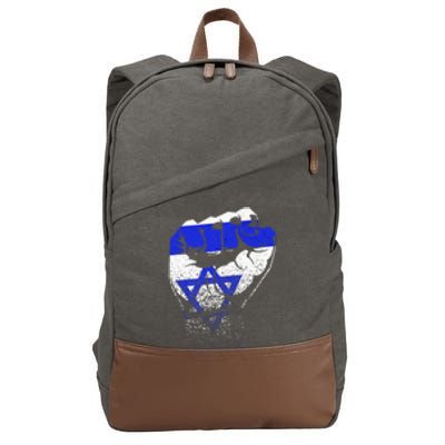 Israel Flag Fist Jerusalem Hebrew True Jew Israelite Cotton Canvas Backpack