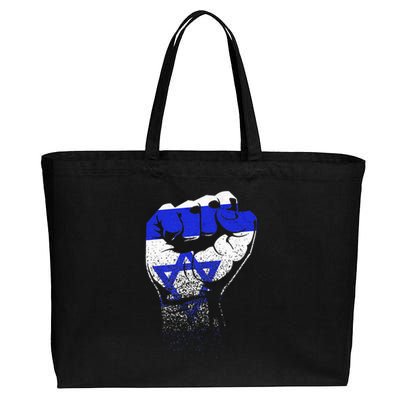 Israel Flag Fist Jerusalem Hebrew True Jew Israelite Cotton Canvas Jumbo Tote