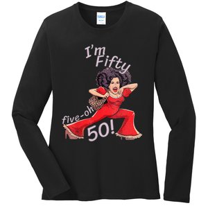 Im Fifty Fiveoh 50 Funny Sally Kick Lady Omalley Birthday Ladies Long Sleeve Shirt