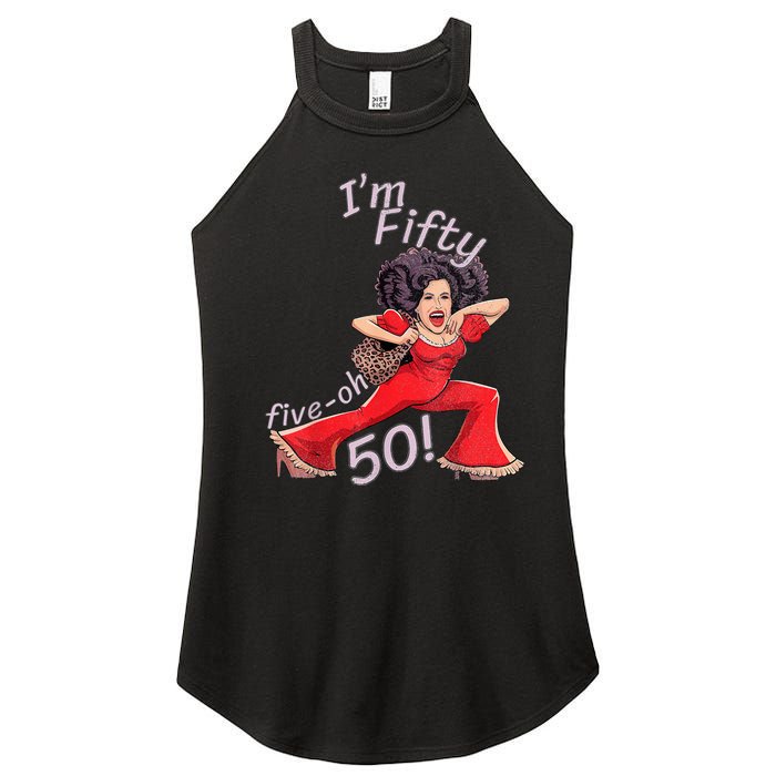 Im Fifty Fiveoh 50 Funny Sally Kick Lady Omalley Birthday Women's Perfect Tri Rocker Tank