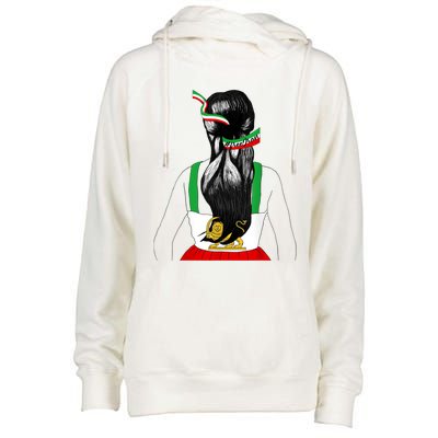 Iranian Flag Female Hair Support Women Of Iran LION SUN FLAG Womens Funnel Neck Pullover Hood