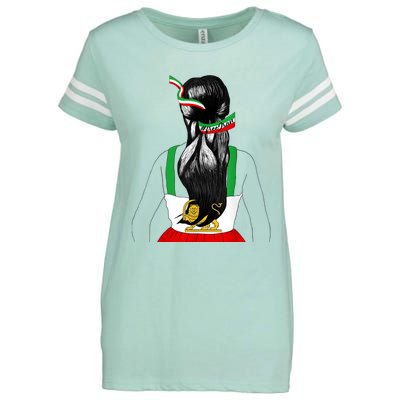 Iranian Flag Female Hair Support Women Of Iran LION SUN FLAG Enza Ladies Jersey Football T-Shirt