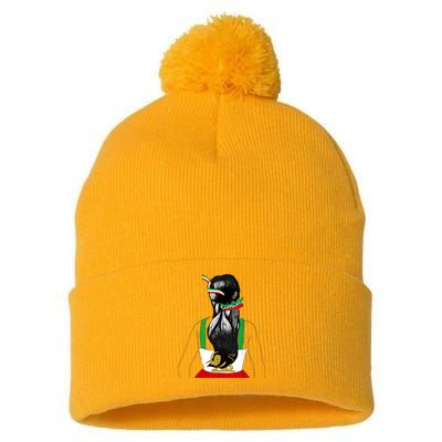 Iranian Flag Female Hair Support Women Of Iran LION SUN FLAG Pom Pom 12in Knit Beanie