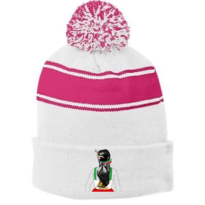 Iranian Flag Female Hair Support Women Of Iran LION SUN FLAG Stripe Pom Pom Beanie