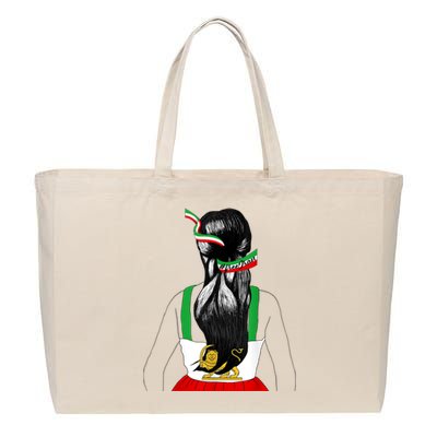 Iranian Flag Female Hair Support Women Of Iran LION SUN FLAG Cotton Canvas Jumbo Tote