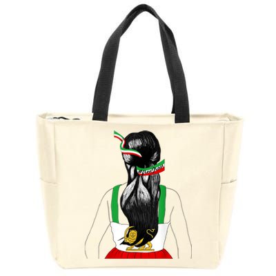 Iranian Flag Female Hair Support Women Of Iran LION SUN FLAG Zip Tote Bag